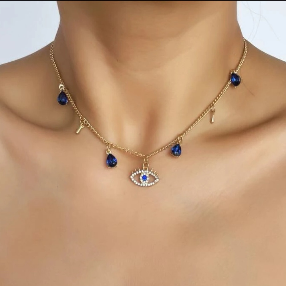3/$30 NEW! Rhinestone Evil Eye Necklace Rhinestone Cute Boho